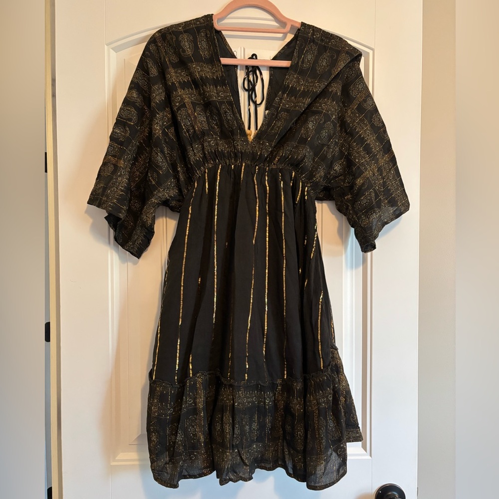 NWOT - Ashley Taylor Black and Gold Boho Style Dress - PLEASE READ FULL LISTING